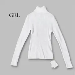タグ付★GRL タートルネック リブニットトップス M オフホワイト 着回し抜群