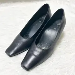 ワコール サクセスウォーク スクエアトゥ 7cm ハイヒール 24.5cm 黒