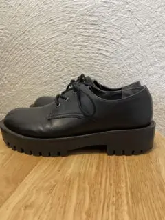 厚底シューズ 黒24-24.5cm ボリュームソール トラックソール モード