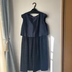 ノースリーブ ネイビー ワンピース 膝丈