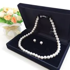 新品未使用 本貝パールアクセサリー2点セット ネックレス＋ピアス イヤリング可能