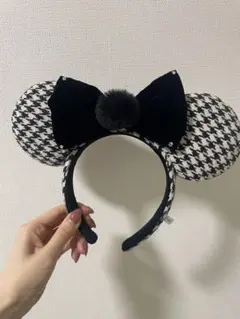 ミニーマウス耳 カチューシャ チェック柄
