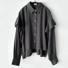 IENA 23S/S フリルショルダーブラウス イエナ 黒 ブラック シャツ 