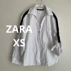 d古着　ZARA ホワイト シャツ 長袖 ブラックライン XS ☺︎のサムネイル