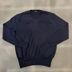 LOEFF ネイビー Vネックセーター 長袖