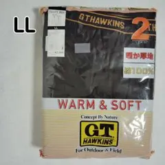 LL ジーティーホーキンス 暖か厚地 タイツ 綿 ブラック 2枚組