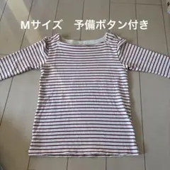 Studio Clip 赤ボーダー　七分袖Tシャツ　スクエアネック