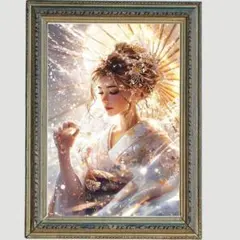 P4036 【開運】黄金の神光と和傘まとう光彩の天女