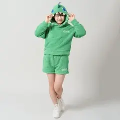 JPAPA 恐竜 フード付き パジャマ 上下セット グリーン