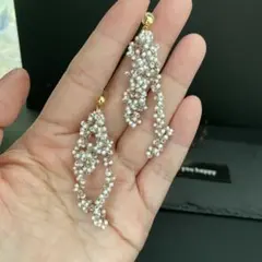 つぶつぶカギ編みピアス、イヤリング おおぶり存在感 結婚式