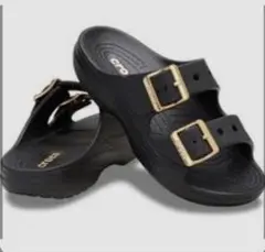 Crocs メタリックバックル サタデー サンダル ブラック - メルカリ