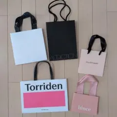 コスメショップ袋 ショッパー ミニサイズ5点セット まとめ売りのサムネイル