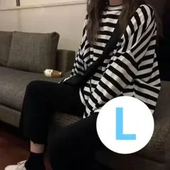 新品ＬロングTシャツ　ボーダー　白黒　カットソー レディース 長袖 ユニセックス