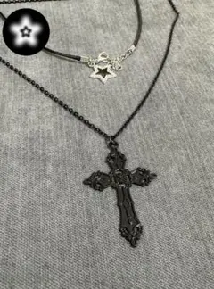 y2k/grunge Black Necklace Cross