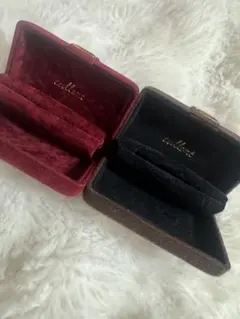 高級 ベロア調 ジュエリーケース 2点セット｜指輪 ワインレッド／ブラウン