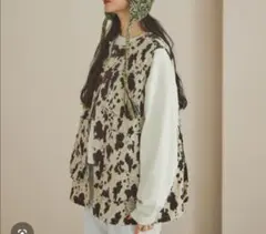 ニコアンド　ベスト　ボーイズシルエットポケベスト２　カウパターン