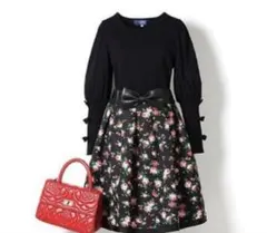 【エムズグレイシー】ジャガード織フラワープリントスカート　サイズ40 日本製