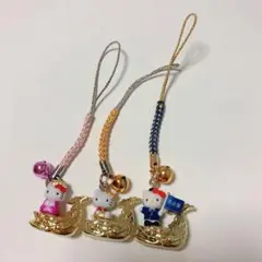 ご当地 ハローキティ 名古屋限定 金のしゃちほこ ストラップ 2個セット