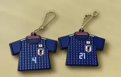 サッカー日本代表ユニフォーム　ラバーストラップ４番、２１番