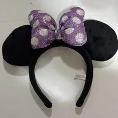 ディズニー ミニーマウス カチューシャ紫スパンコール