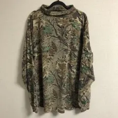 【希少】リアルツリー柄 迷彩 モックネック ポケットロンT カットソー