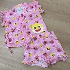 ベイビーシャーク 甚平 ピンク 90cm 子供服 サメ 夏祭り 浴衣 ベビー服