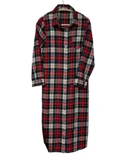 チェック柄ロングシャツワンピース