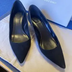 FABIO RUSCONI ブラック スエード パンプス