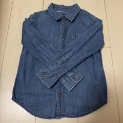 デニム長袖シャツ 胸ポケット付き 120