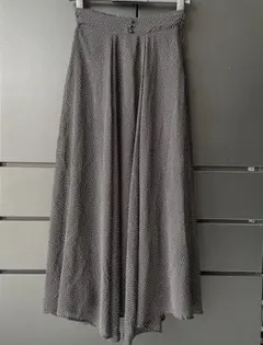 Lily Brown 黒×白ドットフレアロングスカート後身頃ウエストゴム＆リボン