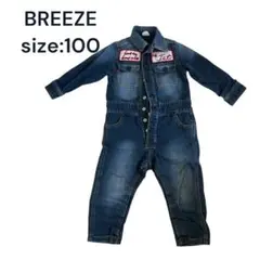 [美品✨]BREEZE デニムオールインワン つなぎ 100cm 男の子 古着