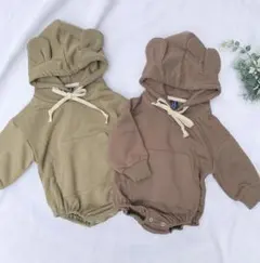 くま耳パーカーロンパース♪