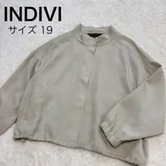 美品 大きい INDIVI スタンドカラージャケット 洗える 5L ベージュ