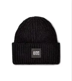 UGG ニット帽 ビーニー ブラック ホワイト ロゴ - メルカリ