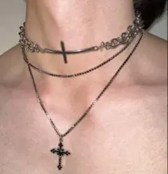 ブラック クロス　十字架 ネックレス グランジ y2k お兄系 パンク