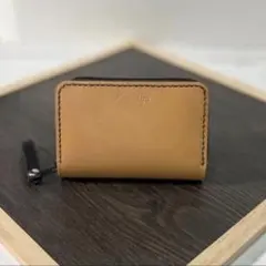 本革 ラウンドファスナー ミニ財布 コンパクト財布 小銭入れ ハンドメイド