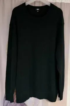 ユニクロ カシミヤ100% クルーネックニット ダークグリーン