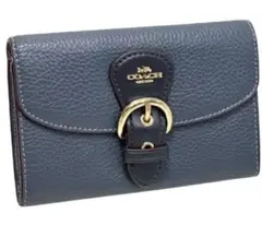 COACH ダークブルー レザー 長財布