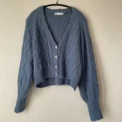 ZARA ボタンが可愛いニットカーディガン ブルー⭐︎M