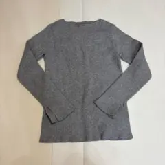 ケユカ　グレー リブ編み ボートネックセーター