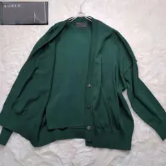 極美品 ノーブル アンサンブル 長袖カーディガン セットアップ シェルボタン 緑のサムネイル