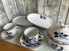YUKIKO HANAI 花井幸子青い花と鳥のデザイン食器セット