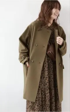 ジャーナルスタンダード 尾州ウールクルーネックダブルブレストコート