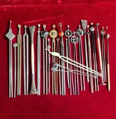 金工細工 簪 金蒔絵 かんざし 真珠 23本 髪飾り