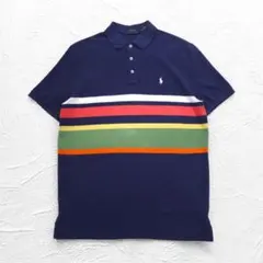 POLO RALPH LAUREN ボーダー ポロシャツ M ネイビー コットン