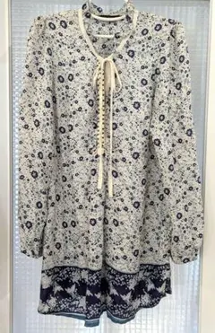 シルク100% 長袖ブラウス チュニック丈 L～LL