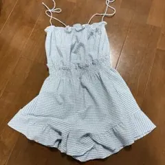 ZARA 水色チェックノースリーブワンピース XS