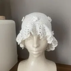 ハンドメイド　フラワークロシェハット　かぎ編み　no.84