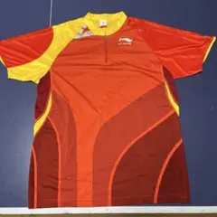 卓球 LI-NING ウェア L 赤/黄【JTTAあり（大会着用可）】