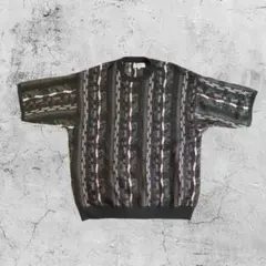 MONO-MART 総柄デザイン クルーネック ニット セーター M